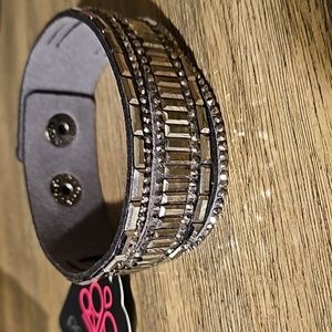 NWT Gray Multi Strand Beaded Snap Cuff Bracelet